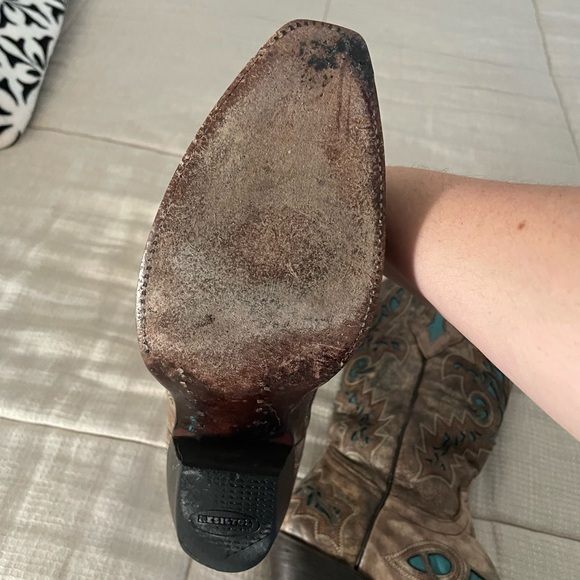 Resistol Western Cowboy Boots - Brown and Turquoise - Picture 7 of 7